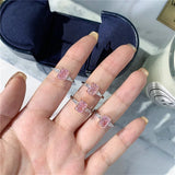 Romantic Pink CZ Stone Princess Engagement Wedding Ring for Women CC1663