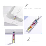 Silver Rainbow Pendant CZ Charms Colorful Stone Necklace