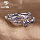 CC Set Rings For Women Bridal Wedding Jewelry Bijoux Femme 2pcs Ringen