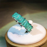 CC Sterling Ring Green Stone Plated Charms Bijoux