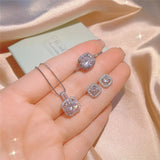 CZ Stud Earring Square Stone Fine Jewelry Wedding Engagement Accessories