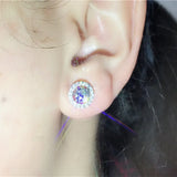925 Silver CZ Stud Earrings Romantic Wedding Jewelry