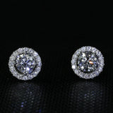 925 Silver CZ Stud Earrings Romantic Wedding Jewelry