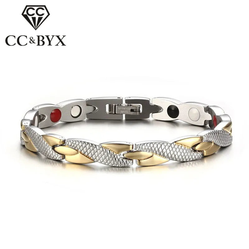 CC Titanium Stainless Steel Health Stone Bracelet for Men