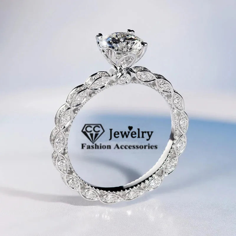 Vintage Women's Sterling Silver Zirconia Ring for Wedding