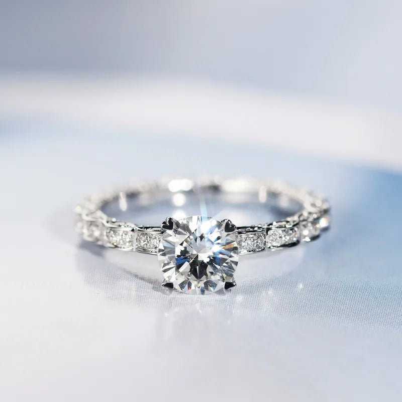 Vintage Women's Sterling Silver Zirconia Ring for Wedding