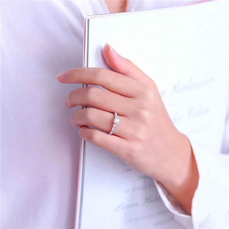 Vintage Women's Sterling Silver Zirconia Ring for Wedding