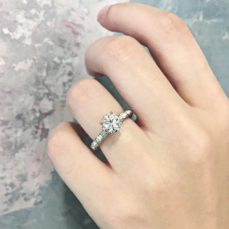 Vintage Women's Sterling Silver Zirconia Ring for Wedding
