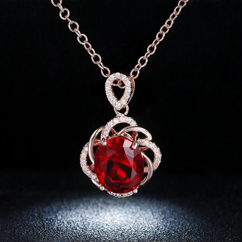 Vintage Red Stone Bridal Wedding Necklace CCN010