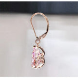 Rose Plated Pink Cubic Zirconia Water Drop Earrings For Women