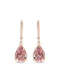 Rose Plated Pink Cubic Zirconia Water Drop Earrings For Women