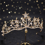 Star Shape Wedding Crown Tiara Hairband for Women Bride