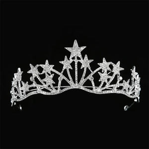 Star Shape Wedding Crown Tiara Hairband for Women Bride