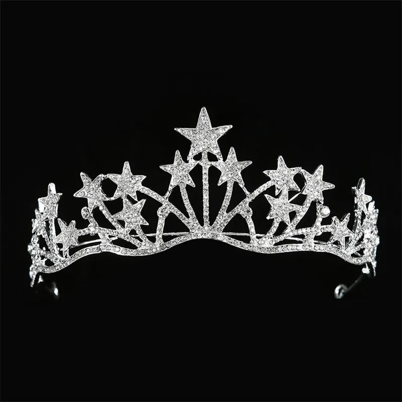 Star Shape Wedding Crown Tiara Hairband for Women Bride