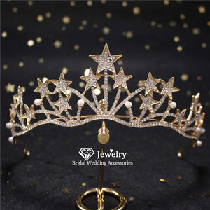 Star Shape Wedding Crown Tiara Hairband for Women Bride