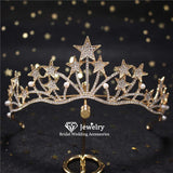 Star Shape Wedding Crown Tiara Hairband for Women Bride