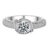 Vintage Flower Rose CZ Wedding Ring 0.8ct Round Stone Bridal Jewelry