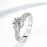 Vintage Flower Rose CZ Wedding Ring 0.8ct Round Stone Bridal Jewelry