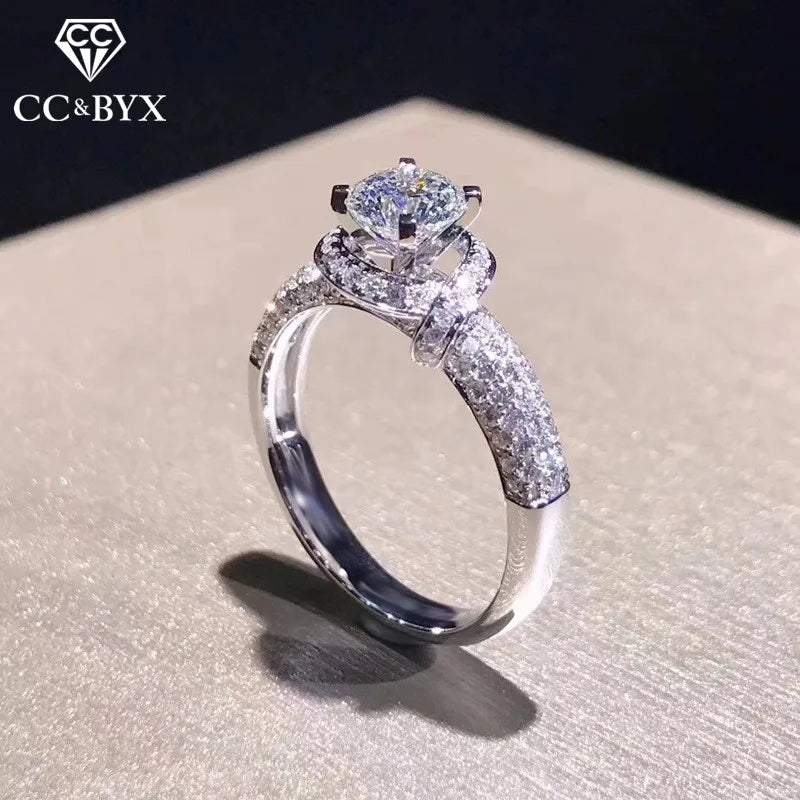 Vintage Flower Rose CZ Wedding Ring 0.8ct Round Stone Bridal Jewelry