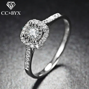 Silver Square Classic Wedding Rings Women CC035