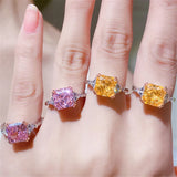 CC Plated Rings Shine Pink Cubic Zircon Wedding Engagement Fine Jewelry