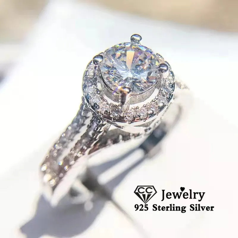 CZ Round Stone Wedding Ring Engagement Bridal Fine Jewelry