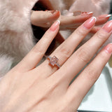 Silver Pink Stone Romantic Engagement Wedding Ring