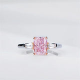 Silver Pink Stone Romantic Engagement Wedding Ring