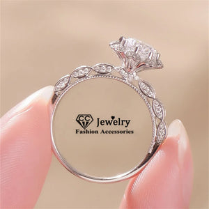 Women Rings Engagement Wedding Jewelry Flower Cubic Zircon Stone