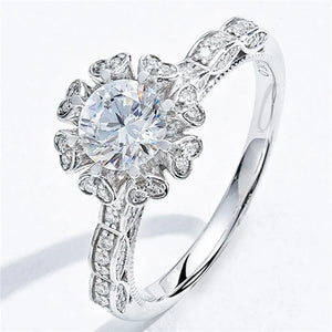 Women Rings Engagement Wedding Jewelry Flower Cubic Zircon Stone
