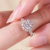 Women Rings Engagement Wedding Jewelry Flower Cubic Zircon Stone