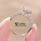 Women Rings Engagement Wedding Jewelry Flower Cubic Zircon Stone