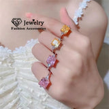 Silver Zirconia Wedding Ring Square Stone Fine Jewelry CC1665