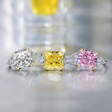 Silver Zirconia Wedding Ring Square Stone Fine Jewelry CC1665