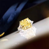 Silver Zirconia Wedding Ring Square Stone Fine Jewelry CC1665