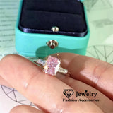 Pink Shine Stone Engagement Wedding Ring for Lady