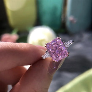 Pink Plated Romantic Engagement Wedding Ring CC1663