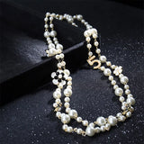 Camellia pearl necklace long pendants layered collares de moda flower party jewe