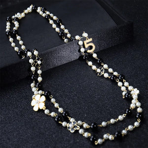 Camellia pearl necklace long pendants layered collares de moda flower party jewe