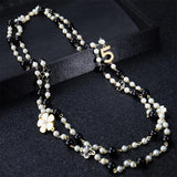 Camellia pearl necklace long pendants layered collares de moda flower party jewe