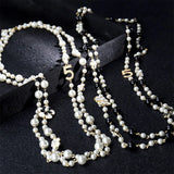Camellia pearl necklace long pendants layered collares de moda flower party jewe
