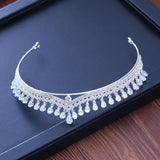 Water Drop CZ Stone Bridal Tiara Engagement Wedding Hair Accessory