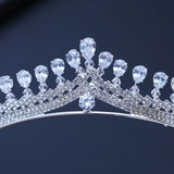 Water Drop CZ Stone Bridal Tiara Engagement Wedding Hair Accessory