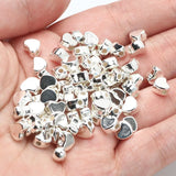 Silver Plated 6x7mm Love Heart Spacer Acrylic Beads for Jewelry Making