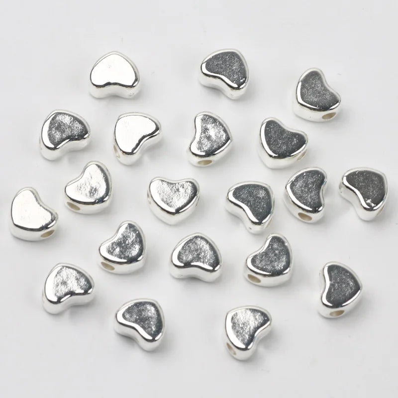 Silver Plated 6x7mm Love Heart Spacer Acrylic Beads for Jewelry Making