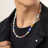 CCB and Pearl Beads Choker Necklace Men Beaded Chain Necklace Jewelry