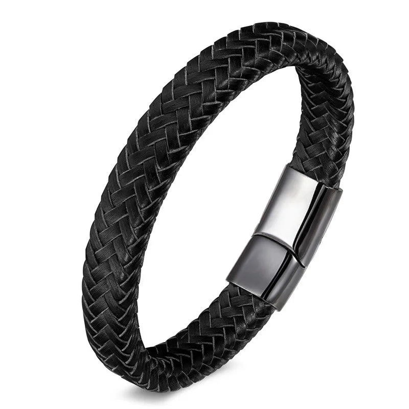 CCD Fine Jewelry Men Leather Titanium Steel Bracelet Vintage Pulseiras