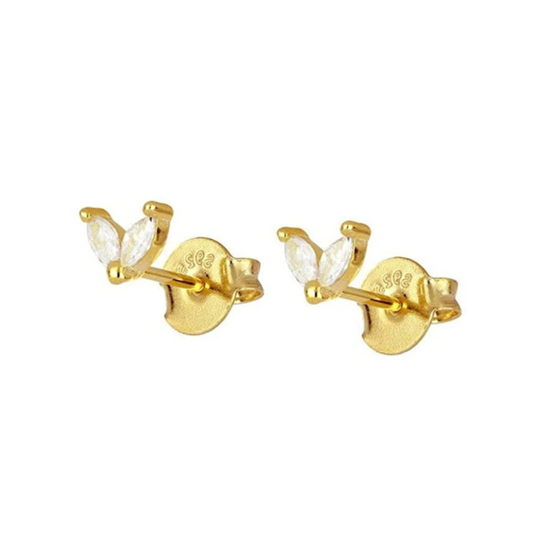 925 Silver Zircon Stud Earrings Water Drop/Horse eye/Flower Piercing Gift