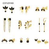 CCFJOYA 925 Silver Zircon Animal Stud Earrings Women Jewelry
