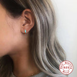 925 Silver Small Green CZ Zircon Hoop Earrings For Women